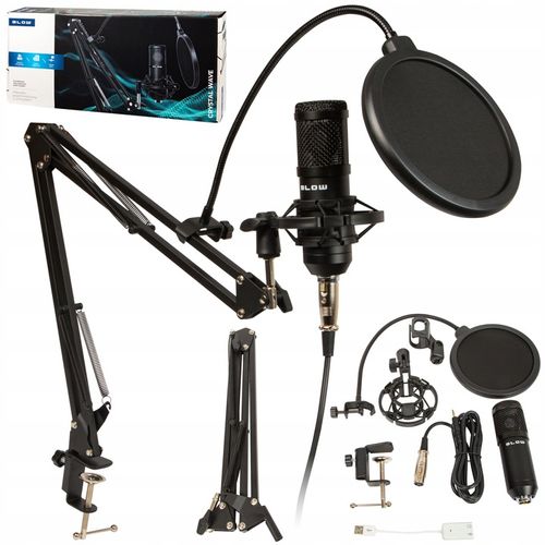 MIKROFON STUDYJNY USB JACK POJEMNOŚCIOWY GAMINGOWY STATYW FILTR DUZY ZESTAW na Arena.pl