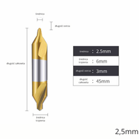 Nawiertak NWRc  DIN 333-A | nakiełek Rozmiar: 2,5mm - TiN