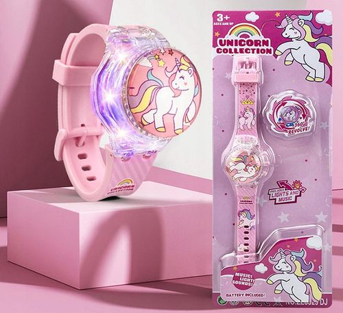 zegarek dziecięcy OBROTOWY dla dziewczynki UNICORN jednorożec MUSIC ŚWIATŁO na Arena.pl