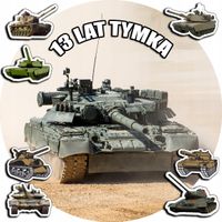 OPŁATEK NA TORT 20CM - WOJSKO ARMIA BROŃ CZOŁG + IMIĘ + ! 15CM 18CM