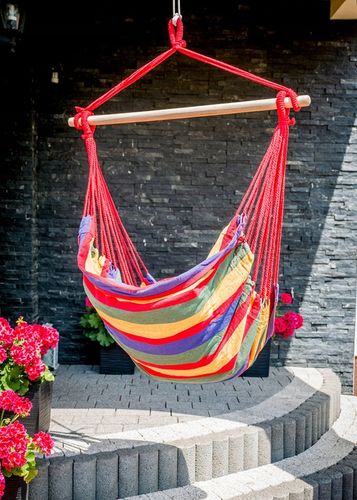 HAMAK KRZESŁO BRAZYLIJSKIE HUŚTAWKA BOHO FOTEL WISZĄCY OGRODOWY Z DRĄŻKIEM na Arena.pl