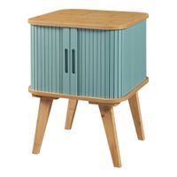 Stolik boczny szafka nocna bambusowa niebieska ozdobny stoliczek