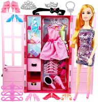 Szafa dla Lalek Garderoba dla Lalek Domek dla Lalek Akcesoria Lalka Różowa