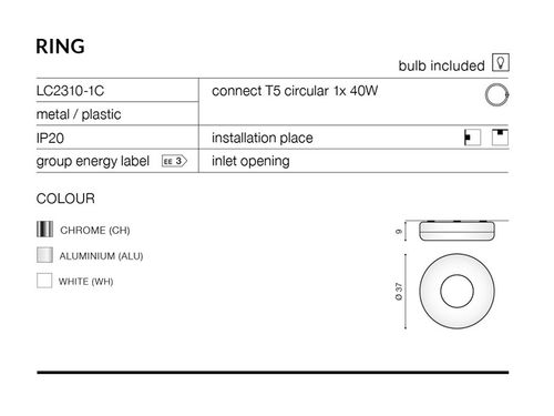 Plafon RING B LC2310-1B Azzardo +LED na Arena.pl