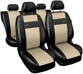 POKROWCE SAMOCHODOWE NA FOTELE EKO SKÓRA BEŻOWE