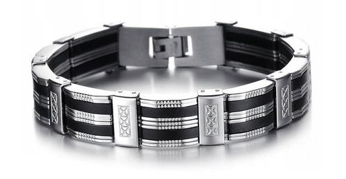 SREBRNA BRANSOLETKA MĘSKA BRANSOLETA 925 MASYWNA GRAWER NA PREZENT DLA TATY na Arena.pl