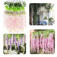 Wisteria Sztuczne Kwiaty Girlanda Glicynia Kwiaty Wiszące Dekoracja 12 szt