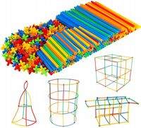 KLOCKI SŁOMKI KONSTRUKCYJNE DO BUDOWANIA RURKI PATYCZKI W WORECZKU 800 EL.