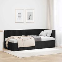 Rama łóżka narożnego Z zagłówkiem Czarny 90 cm x 190 cm Aksamit