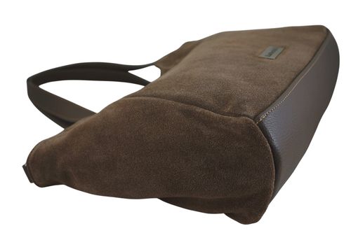 Torebka damska zamszowa typu worek - Beżowa ciemna na Arena.pl