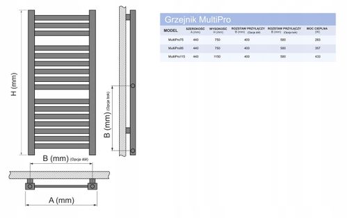 Grzejnik łazienkowy MultiPRO 950x440 QUARTZ 1 na Arena.pl