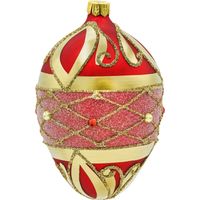Bombka: Jajo ze złotym ornamentem: czerwone