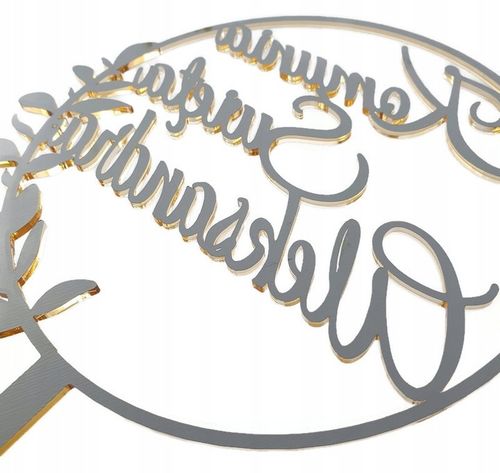 Topper na komunię z imieniem złoty Pierwsza Komunia IMIĘ złote lustro tort na Arena.pl