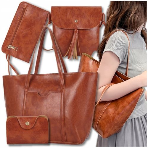 Torebka Damska Shopperka BAD&BAGS Zestaw Skórzana Na Ramię Torba Pojemna na Arena.pl