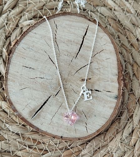 Naszyjnik SREBRNY SERCE SWAROVSKI dowolna literka łańcuszek z sercem na Arena.pl