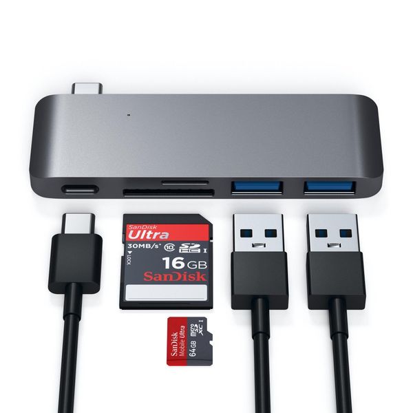 Hub USB Satechi Passthrough Hub (USB-C, 2x USB-A, micro/SD) (space gray) zdjęcie 9