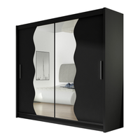 Szafa przesuwna Bega X z lustrem 180cm - pojemna garderoba - CZARNY
