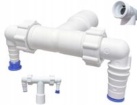 PODWÓJNY SYFON NADTYNKOWY DN 32/40 - DO PRALKI I SUSZARKI, ZAWÓR ZWROTNY