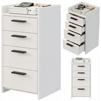 Komoda biała kontenerek pod biurko biurowy regał szafka 4 szuflady wysoka