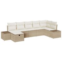 Zestaw Sof na Ogród 7 pcs Beżowy 55 x 62 x 69 cm Polirattan