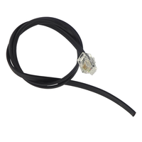 Kabel telefoniczny RJ9 4P4C 4pin 0.5m 50cm czarny płaski zakończony wtykiem