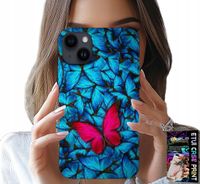 ETUI DO IPHONE 15 PLUS - NIEBIESKIE MOTYLKI, MOTYL, KOBIECE WZORY