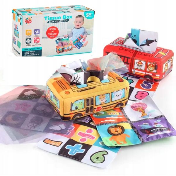 SORTER PUDEŁKO Z CHUSTECZKAMI PLUSZOWE SENSORYCZNE MONTESSORI WÓZ STRAŻACKI zdjęcie 3
