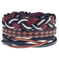 Męska bransoletka przeplatana skórzana zestaw
