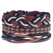Męska bransoletka przeplatana skórzana zestaw