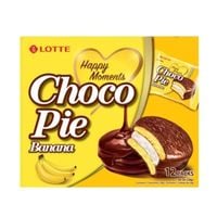 Orion choco pie z nadzieniem bananowym choco koreańskie biszkoptowe ciastka czekoladowe 336g/12szt