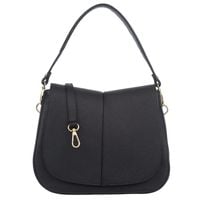 VERA PELLE torebka damska skórzana listonoszka z klapą V555 czarna