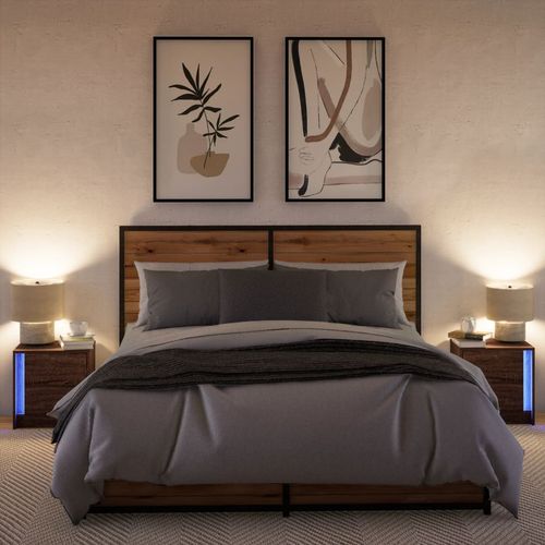 Szafki nocne z oświetleniem LED, 2 szt., kolor brązowy dąb na Arena.pl