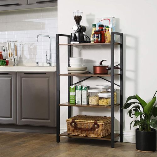 Regał na książki loft 66x120 rustykalny brąz czarna rama półki na Arena.pl