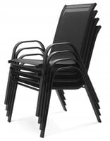 Komplet 4 szt Krzeseł w Kolorze Czarnym z Siatki Krzesło Do Ogrodu Na Taras