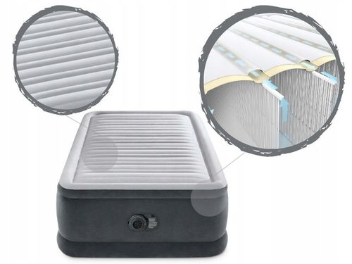 Materac jednoosobowy Intex 191 x 99 x 46 cm szary 64412 FIBER-TECH na Arena.pl