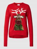 Sweter VILA CUPID z motywem i cekinową lamówką S