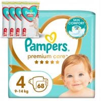 Pampers Premium Care pieluszki pieluchy rozmiar 4, 68 szt 9kg-14kg + GRATIS