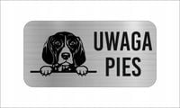 GRAWER Tabliczka nierdzewna 20x10 cm UWAGA PIES Wyżeł niemiecki krótkowłosy