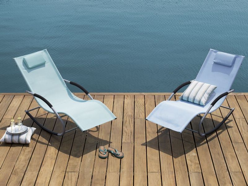 Leżak ogrodowy niebieski CARANO zdjęcie 2