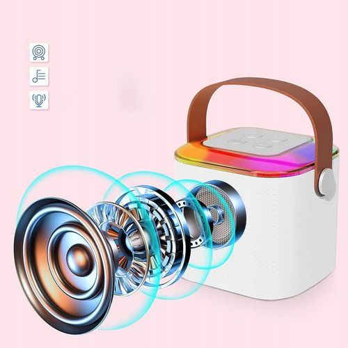 PRZENOŚNY MIKROFON BEZPRZEWODOWY KARAOKE BLUETOOTH DO IMPREZĘ + 2 MIKROFON na Arena.pl