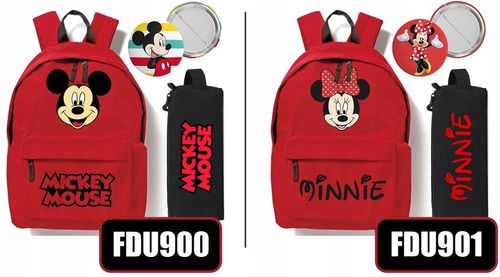 Zestaw Do Szkoły Czerwony Plecak + Piórnik + Pin MICKEY MOUSE Bajka Wzory na Arena.pl