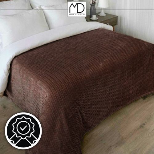 Koc pled narzuta 200x220cm na łóżko ciepły miękki prezent wzór brązowy brąz na Arena.pl