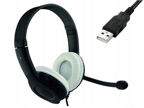 SŁUCHAWKI Z MIKROFONEM DO LAPTOPA KOMPUTERA NA USB na Arena.pl
