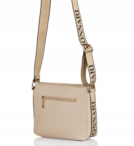 MONNARI Torebka na ramię LISTONOSZKA Pojemna PASEK LOGO PREMIUM Beżowa na Arena.pl