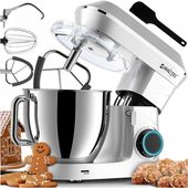 ROBOT KUCHENNY MIKSER PLANETARNY ZESTAW WIELOFUNKCYJNY SREBRNY 6,5L 2000W