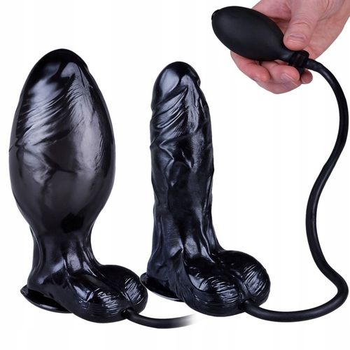 POMPOWANY PENIS Z JĄDRAMI Dmuchane Grube Dildo XXL z Pompką Gruszką na Arena.pl