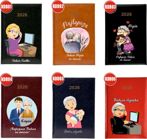 KALENDARZ TYGODNIOWY Terminarz A5 2026 z imieniem Babci - idealny prezent na Arena.pl