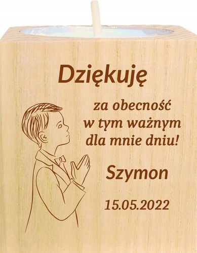 Podziękowanie dla Gości Komunia Chrzest piękny świecznik 10 szt grawer na Arena.pl