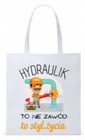Dla Hydraulika Prezent Torba Eco Biała Shopper Z Nadrukiem Ze Zdjęciem