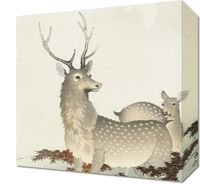 Obraz 30x30cm Couple of Deers, Koson Japoński Vintage do Salonu